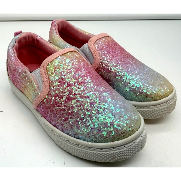 The Unbranded Brand Other - Unbranded Pink Rainbow Glitter Slip On Sneakers Toddler Sparkly | Girl's Size 7